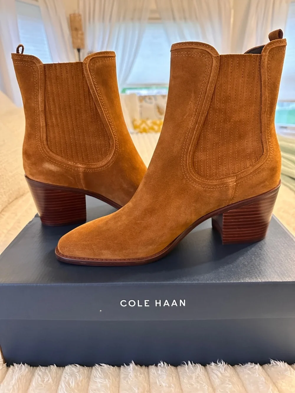 Cole Haan Suede Janelle Chelsea Ankle Boot in Tan Brown - Picture 3 of 7